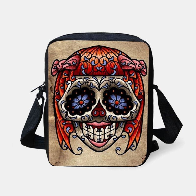 Damska Dziecięca W Stylu Halloween Ubrana Śliczna CZaszka Wzór Crossbody Torba Do Noszenia Cukierków Cukier