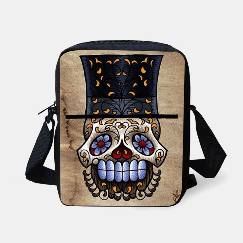 Damska Dziecięca W Stylu Halloween Ubrana Śliczna CZaszka Wzór Crossbody Torba Do Noszenia Cukierków Cukier