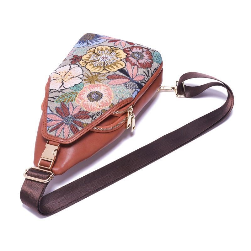 Damska Haftowana Kwiecista Torba Na Klatkę Piersiowa Vintage National Crossbody Bag