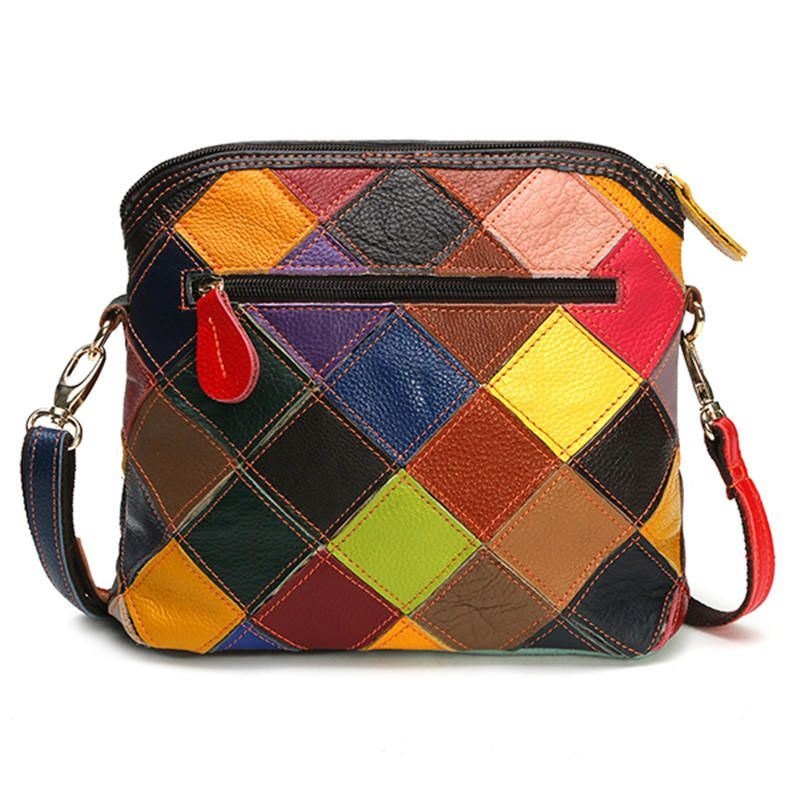 Damska Skórzana Torebka Crossbody W Kwiaty W Stylu Vintage