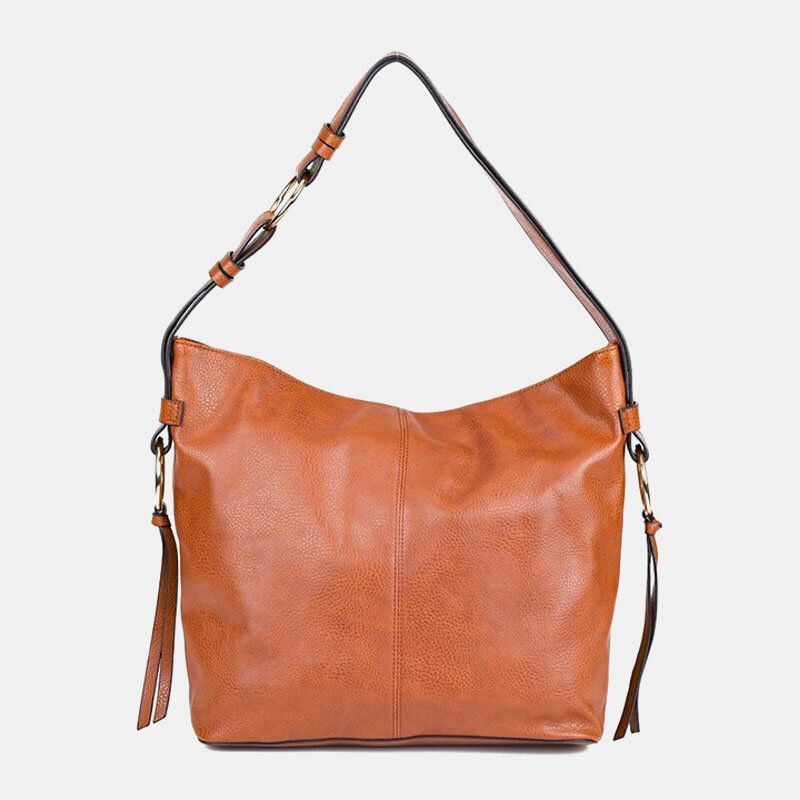 Damska Torba Typu Crossbody W Stylu Vintage Ze Sztucznej Skóry O Dużej Pojemności W Jednolitym Kolorze