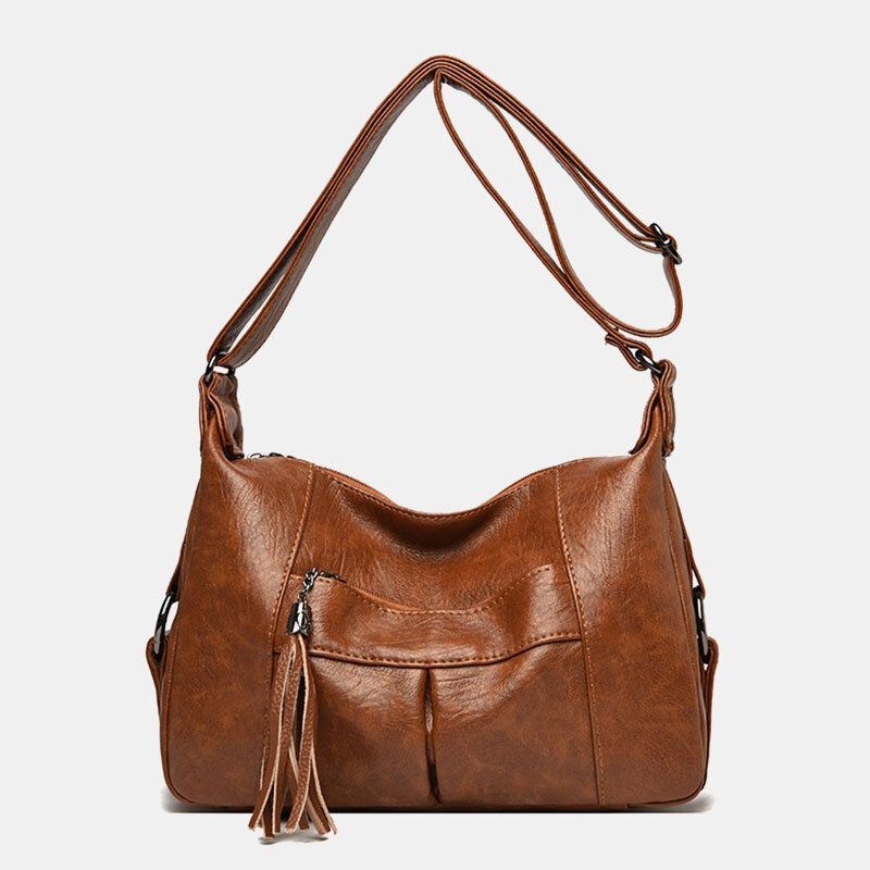 Damska Torba W Stylu Vintage Faux Leather O Dużej Pojemności Z Wieloma Kieszeniami Crossbody Bag Torba Na Ramię