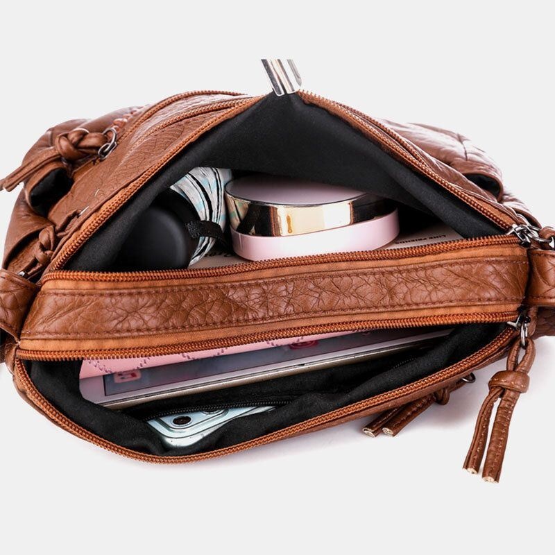 Damska Torba Z Wieloma Kieszeniami W Średnim Wieku Vintage Crossbody Bag Torba Na Ramię