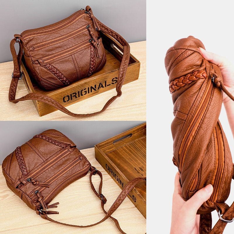 Damska Torba Z Wieloma Kieszeniami W Średnim Wieku Vintage Crossbody Bag Torba Na Ramię