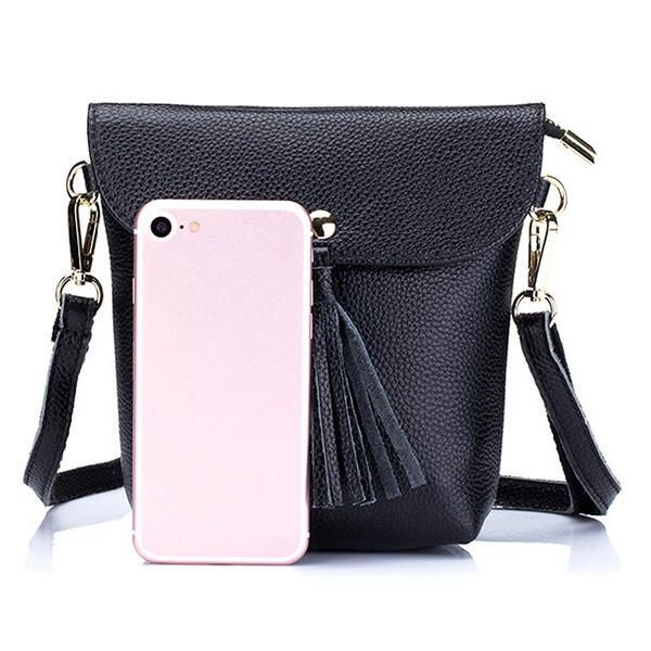 Damskie Torebki Z Prawdziwej Skóry Z Frędzlami Mini Torby Na Ramię Vintage Hasp Crossbody Torby 5.5 Cala Torby Na Telefon