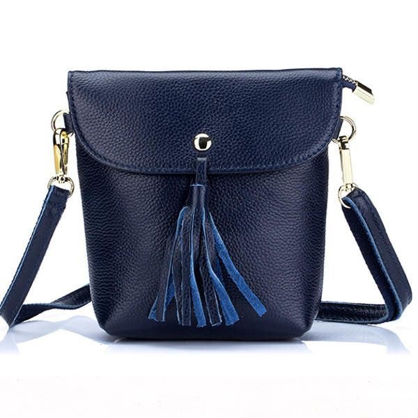 Damskie Torebki Z Prawdziwej Skóry Z Frędzlami Mini Torby Na Ramię Vintage Hasp Crossbody Torby 5.5 Cala Torby Na Telefon