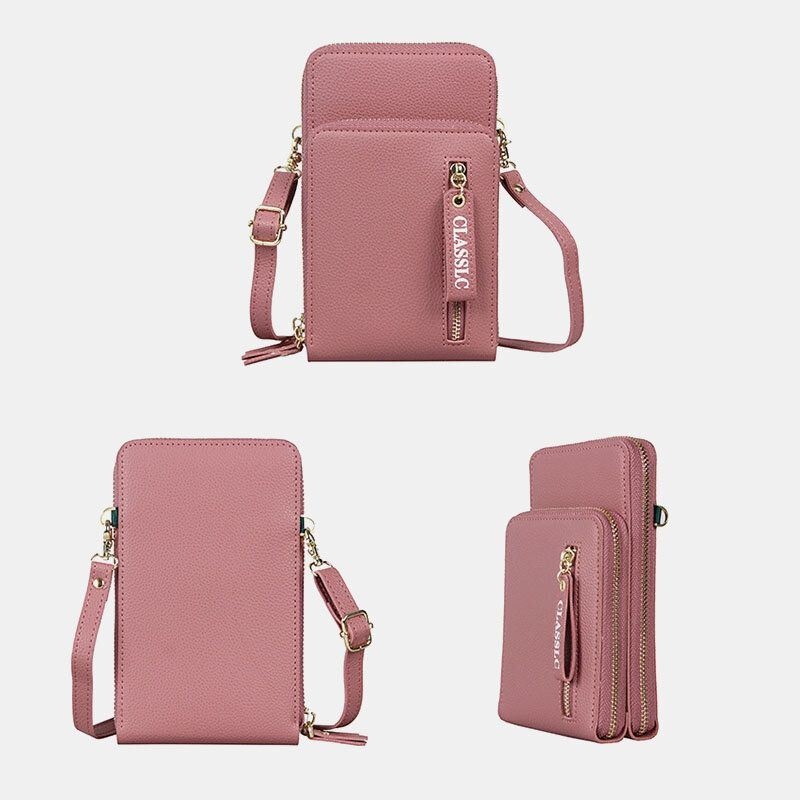 Kobiety 3 Gniazda Na Karty 6.5 Cala Solidna Torba Na Telefon Torba Na Ramię Crossbody Bag