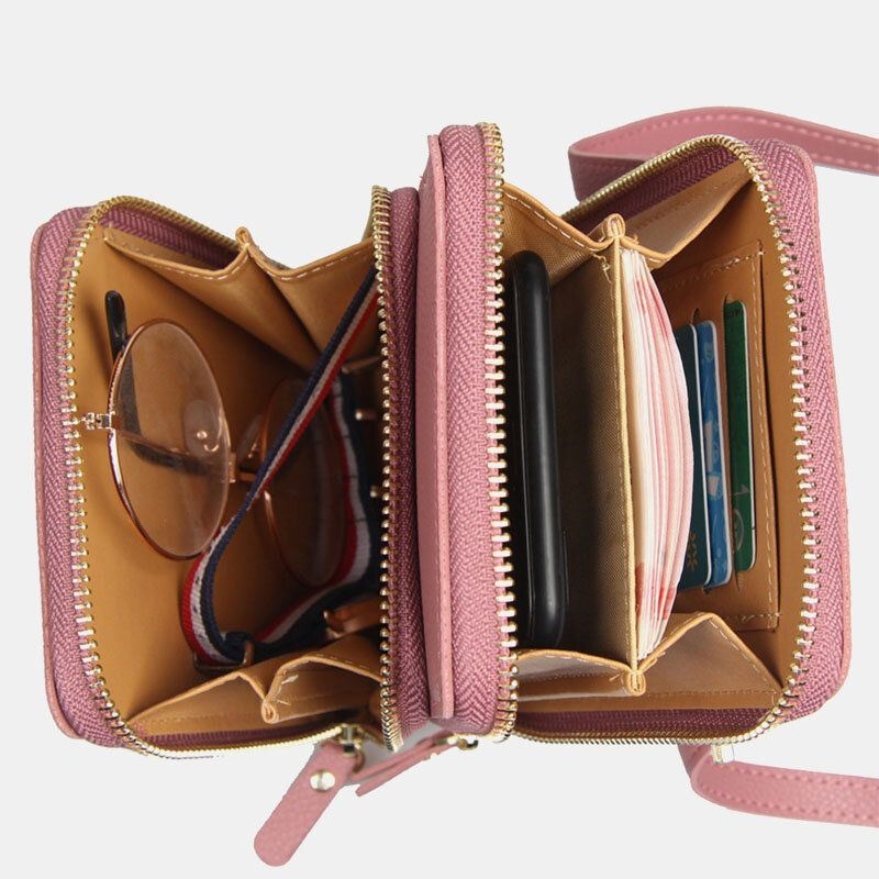 Kobiety 3 Gniazda Na Karty 6.5 Cala Solidna Torba Na Telefon Torba Na Ramię Crossbody Bag