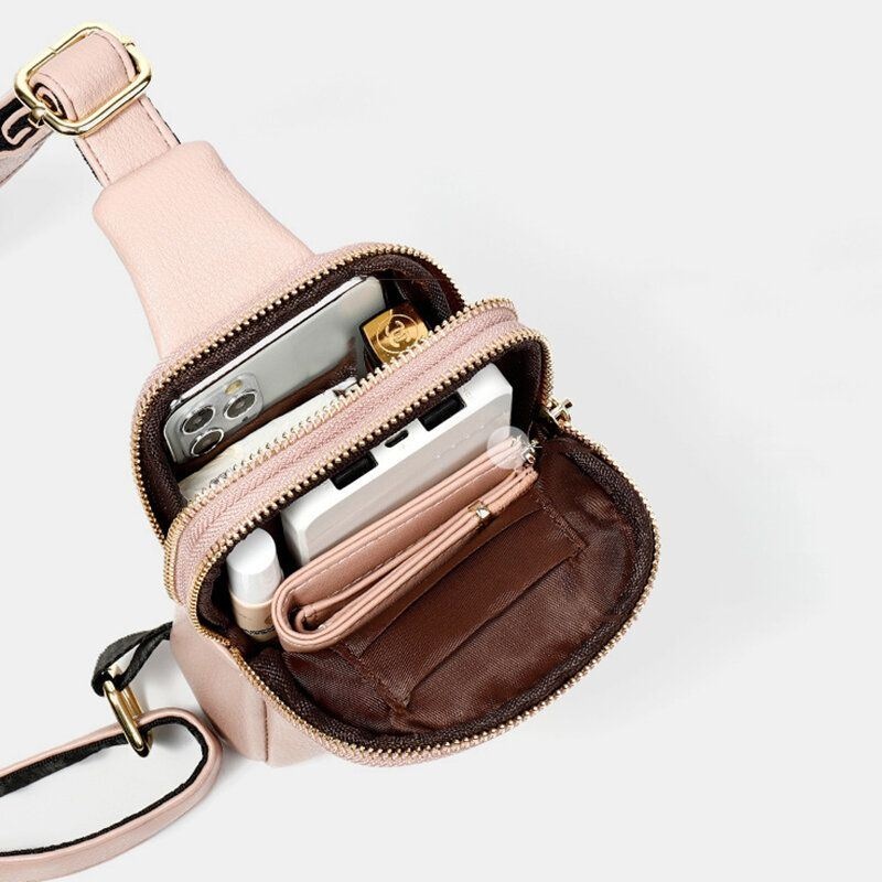 Kobiety 4 Gniazda Na Karty 6.5-calowy Uchwyt Na Telefon Solidna Codzienna Torba Na Klatkę Piersiową Crossbody Bag