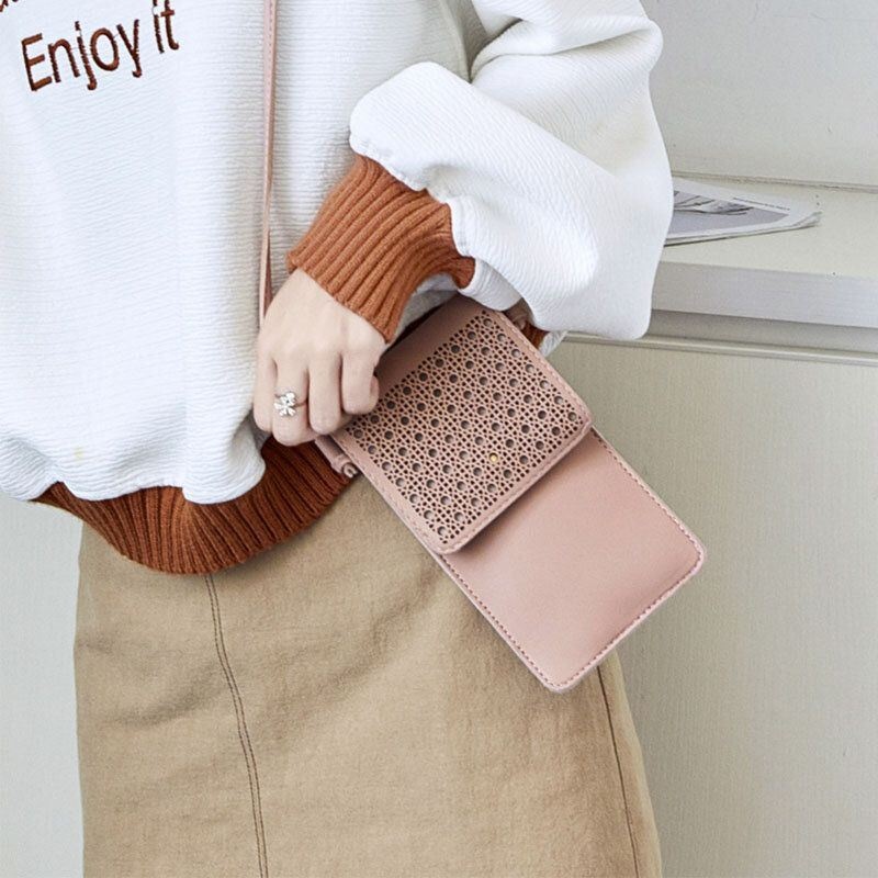 Kobiety Casual Solid Hollow Out Ekran Dotykowy 6.3 Cala Torba Na Telefon Torba Na Ramię Torba Crossbody