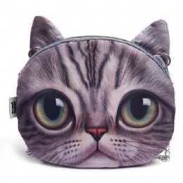 Kobiety Cute Cartoon Cat Head Pattern Torba Na Ramię Łańcuch Cross Body Bag