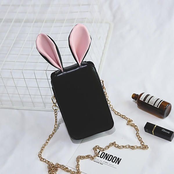 Kobiety Cute Cartoon Rabbit Ear Chain Torba Na Telefon Kwadratowa Torba Torba Na Ramię Torba Na Ramię