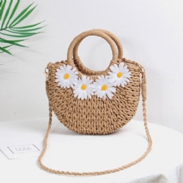 Kobiety Daisy Travel Summer Beach Torebka Ze Słomy Torba Na Ramię Crossbody