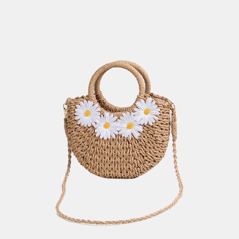 Kobiety Daisy Travel Summer Beach Torebka Ze Słomy Torba Na Ramię Crossbody