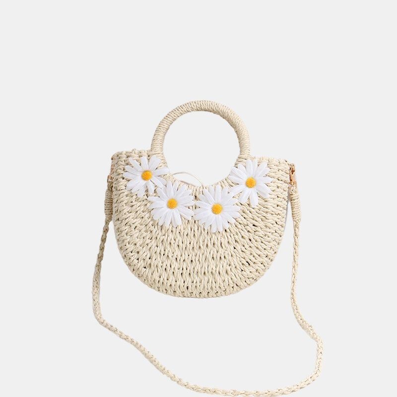 Kobiety Daisy Travel Summer Beach Torebka Ze Słomy Torba Na Ramię Crossbody