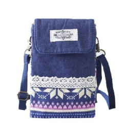 Kobiety Denim Trzy Przekładki Kwiatowy Nadruk Mini Torby Na Ramię Koronkowe Torby Crossbody 6.0 Cala Torba Na Telefon