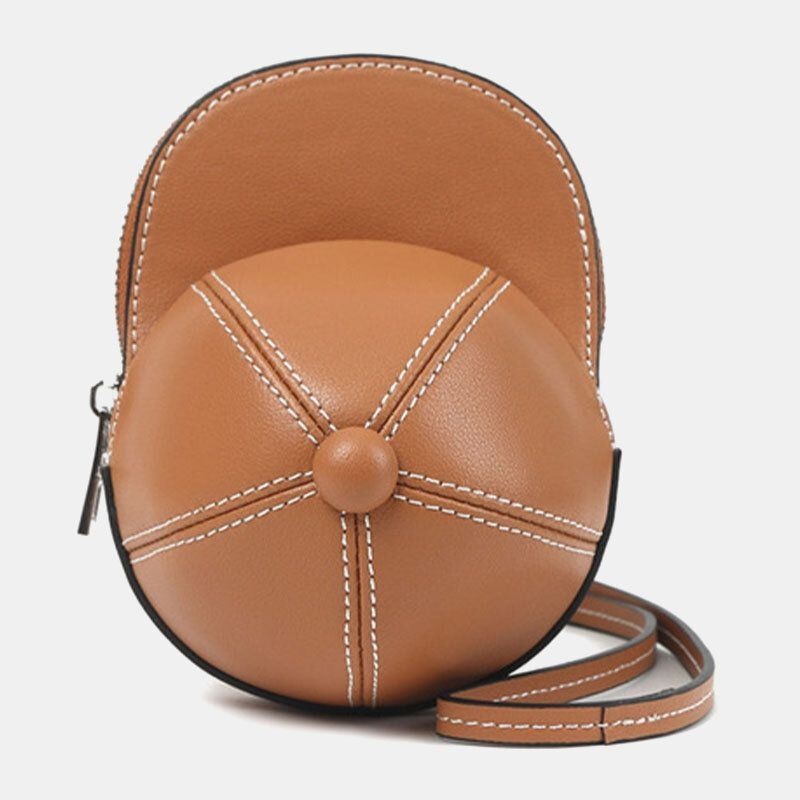 Kobiety Faux Leather Baseball Hat Shape Causl Kreatywna Torba Na Ramię Crossbody Bag