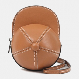 Kobiety Faux Leather Baseball Hat Shape Causl Kreatywna Torba Na Ramię Crossbody Bag