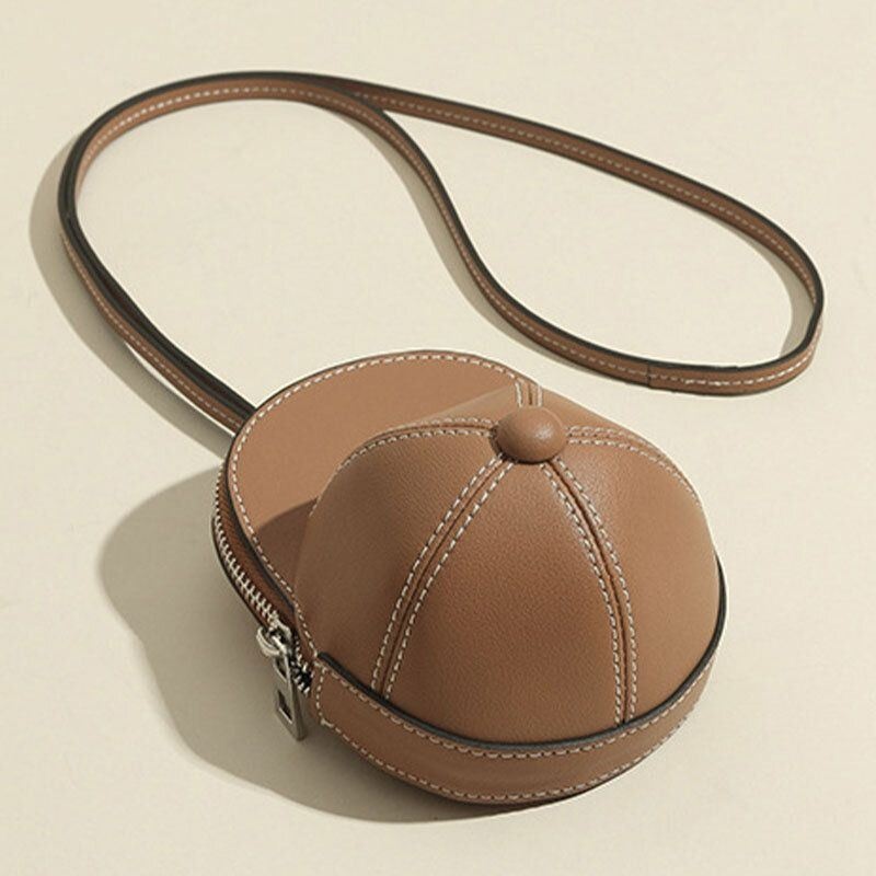 Kobiety Faux Leather Baseball Hat Shape Causl Kreatywna Torba Na Ramię Crossbody Bag