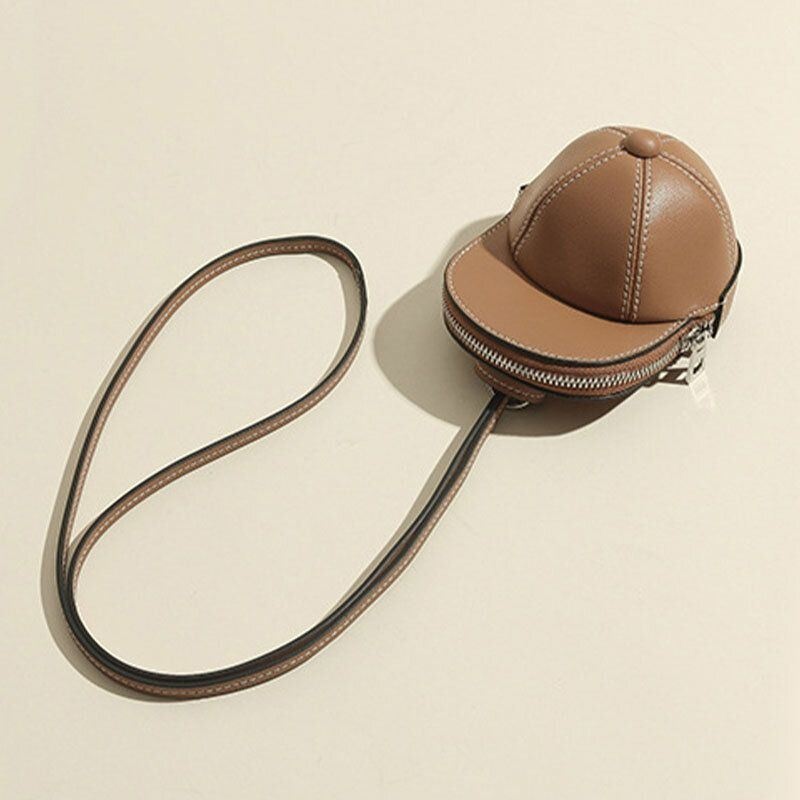 Kobiety Faux Leather Baseball Hat Shape Causl Kreatywna Torba Na Ramię Crossbody Bag