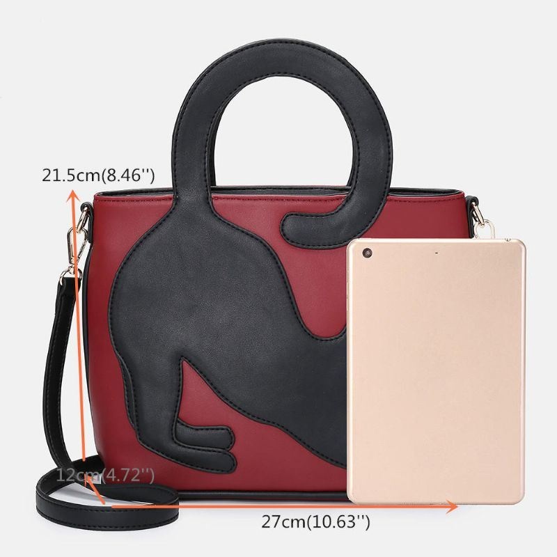 Kobiety Faux Leather Cute Cat Pattern Casual Torebka Crossbody Bag