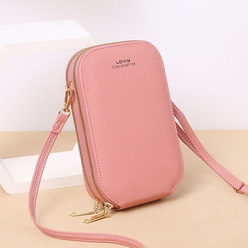 Kobiety Faux Leather Fashion Ekran Dotykowy Mini Torba Crossbody Torba Na Telefon