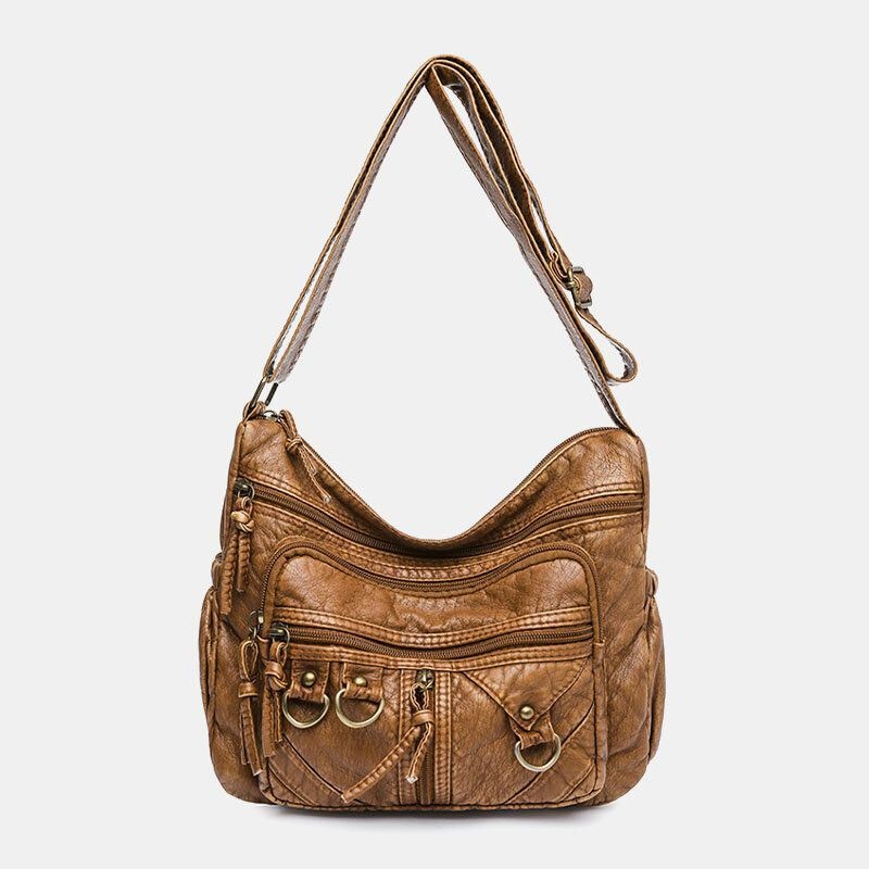 Kobiety Faux Leather Retro Duża Pojemność Odporna Na Zużycie Torba Na Ramię Crossbody