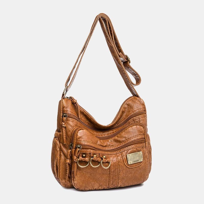 Kobiety Faux Leather Retro Duża Pojemność Odporna Na Zużycie Torba Na Ramię Crossbody