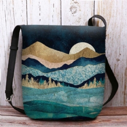 Kobiety Felt Mountain Treetop Krajobraz Print Bag Torba Crossbody Torba Na Ramię