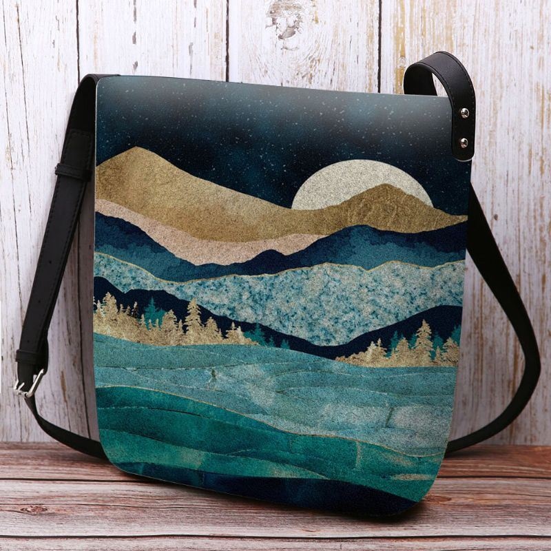 Kobiety Felt Mountain Treetop Krajobraz Print Bag Torba Crossbody Torba Na Ramię