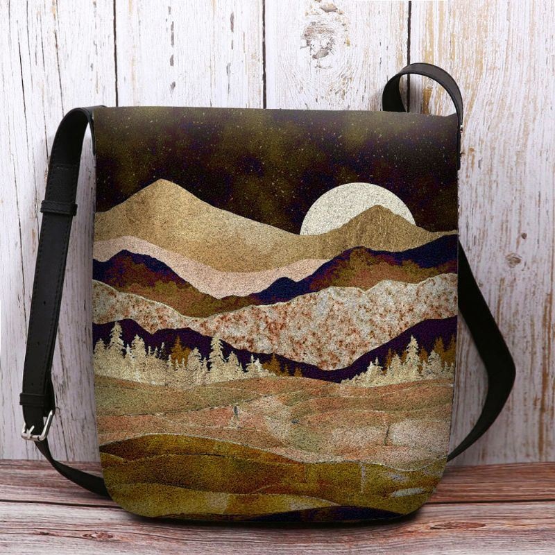 Kobiety Felt Mountain Treetop Krajobraz Print Bag Torba Crossbody Torba Na Ramię