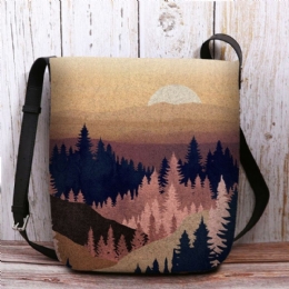 Kobiety Filcowe Damskie Mountain Treetop Print Wzór Multi-carry Osobowość Torba Na Ramię Torba Crossbody