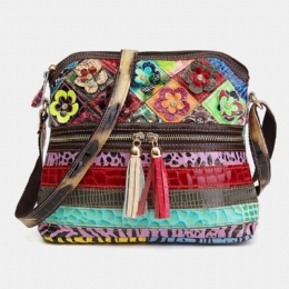 Kobiety Floral Vintage Skórzana Torba Crossbody Dziewczęca Dorywcza Torba Na Ramię