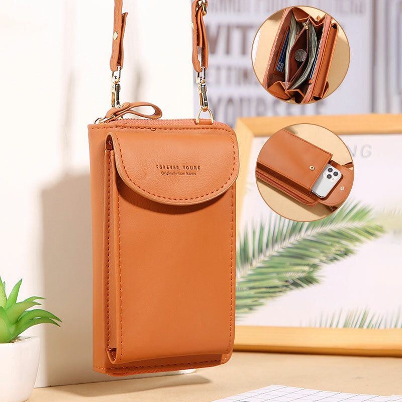 Kobiety Mini Dziki Długi Portfel Skórzany Pu Casual 6.3 Cala Torba Na Telefon Torba Na Ramię Torba Crossbody