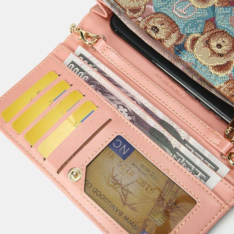 Kobiety Niedźwiedź Wzór 5 Gniazd Na Karty Łańcuch Telefon Torebka Crossbody Bag