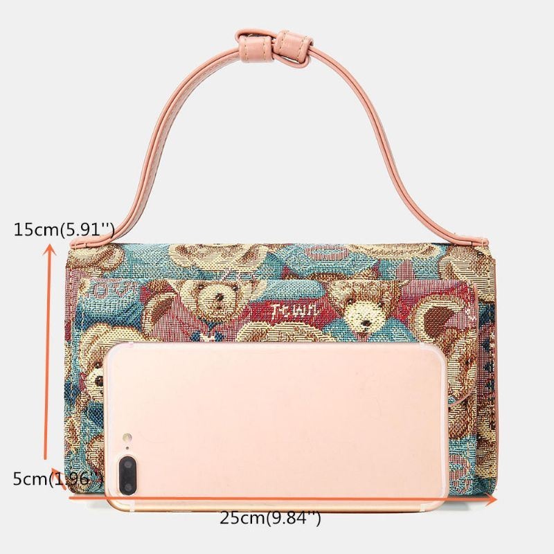 Kobiety Niedźwiedź Wzór 5 Gniazd Na Karty Łańcuch Telefon Torebka Crossbody Bag