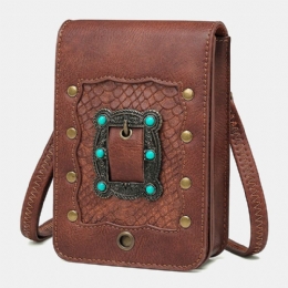 Kobiety Odpinany Pasek Na Ramię Sprzęt Nit Decor Wzór Węża Klapa Zapięcie Magnetyczne Projekt Torba Na Talię Crossbody