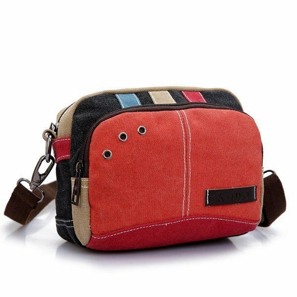 Kobiety Płócienne Torby Crossbody Kontrastowe Kolory Dorywczo Małe Torby Na Ramię Messenger Torby