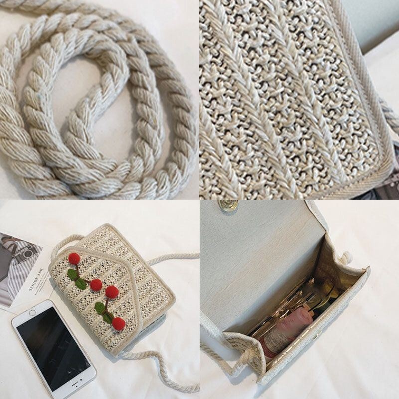 Kobiety Podróży Summer Beach Splot Słomkowy Torba Crossbody