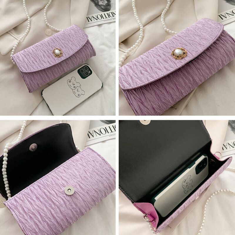 Kobiety Poliester Pearl Solidna Torba Na Ramię Crossbody