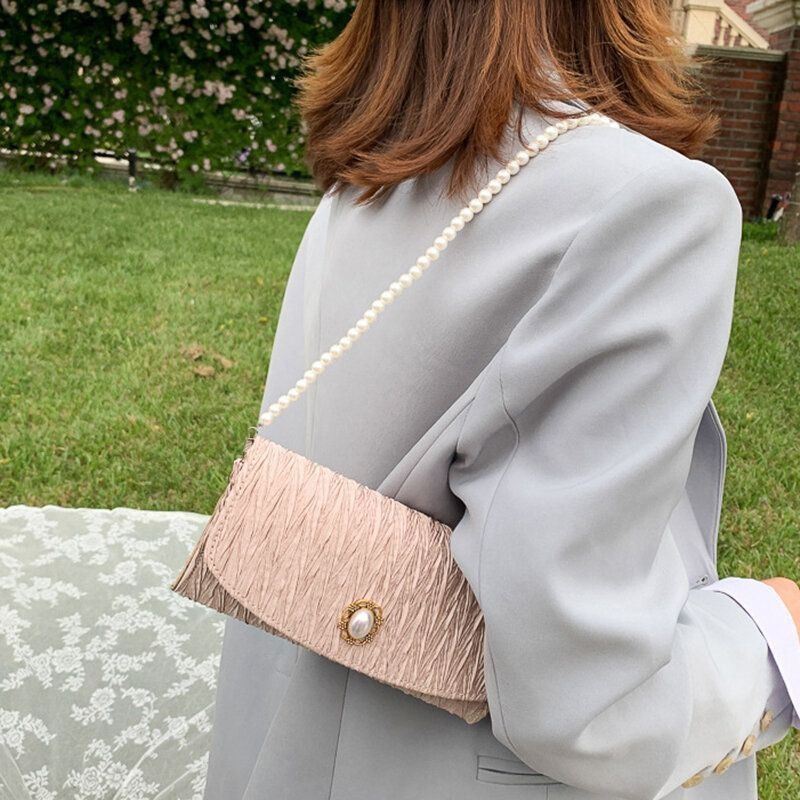 Kobiety Poliester Pearl Solidna Torba Na Ramię Crossbody