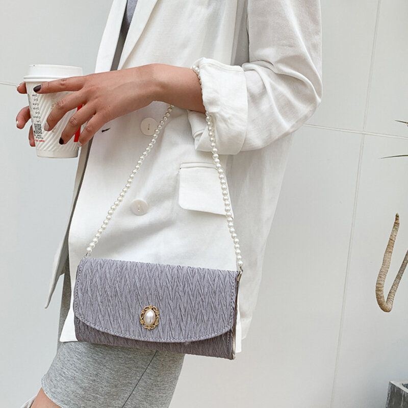 Kobiety Poliester Pearl Solidna Torba Na Ramię Crossbody