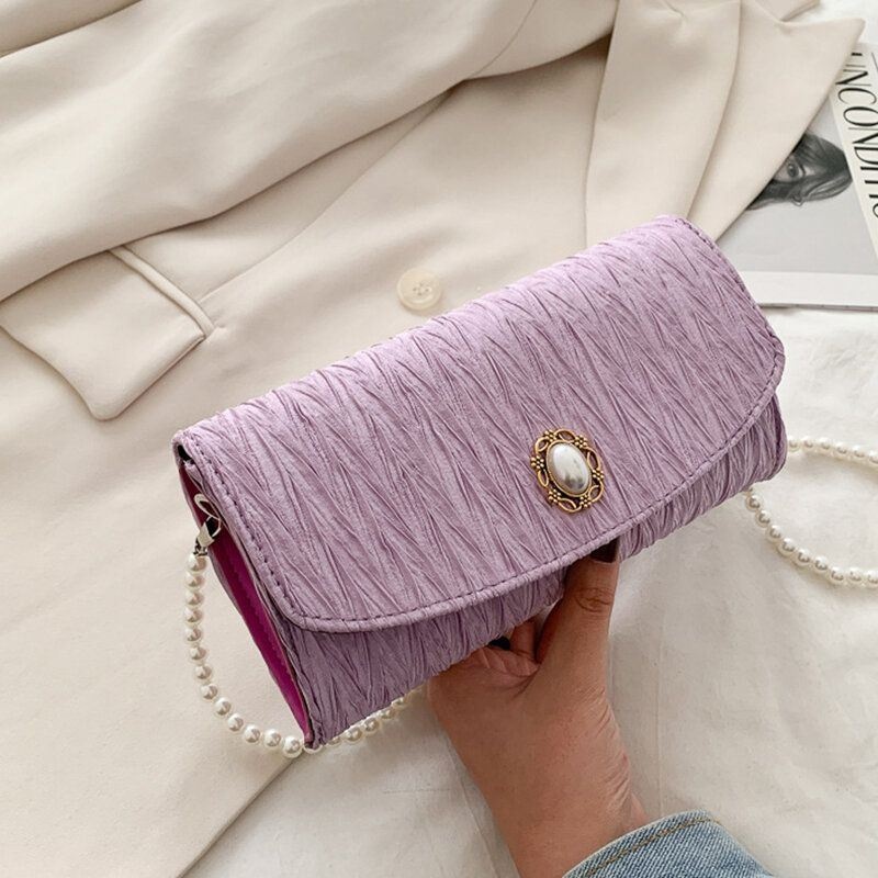 Kobiety Poliester Pearl Solidna Torba Na Ramię Crossbody