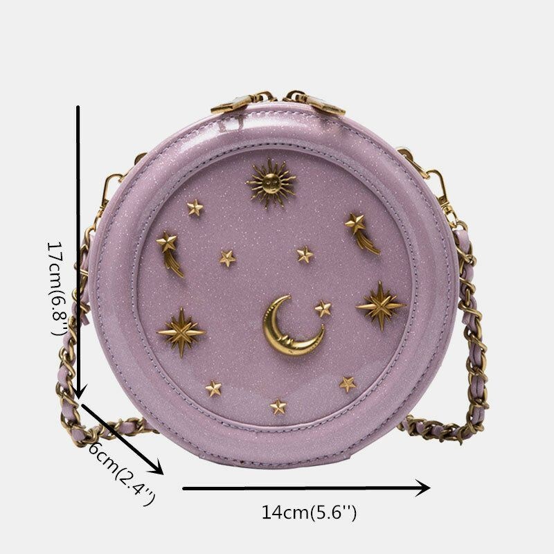 Kobiety Pu Chain Galaxy Okrągła Torba Crossbody