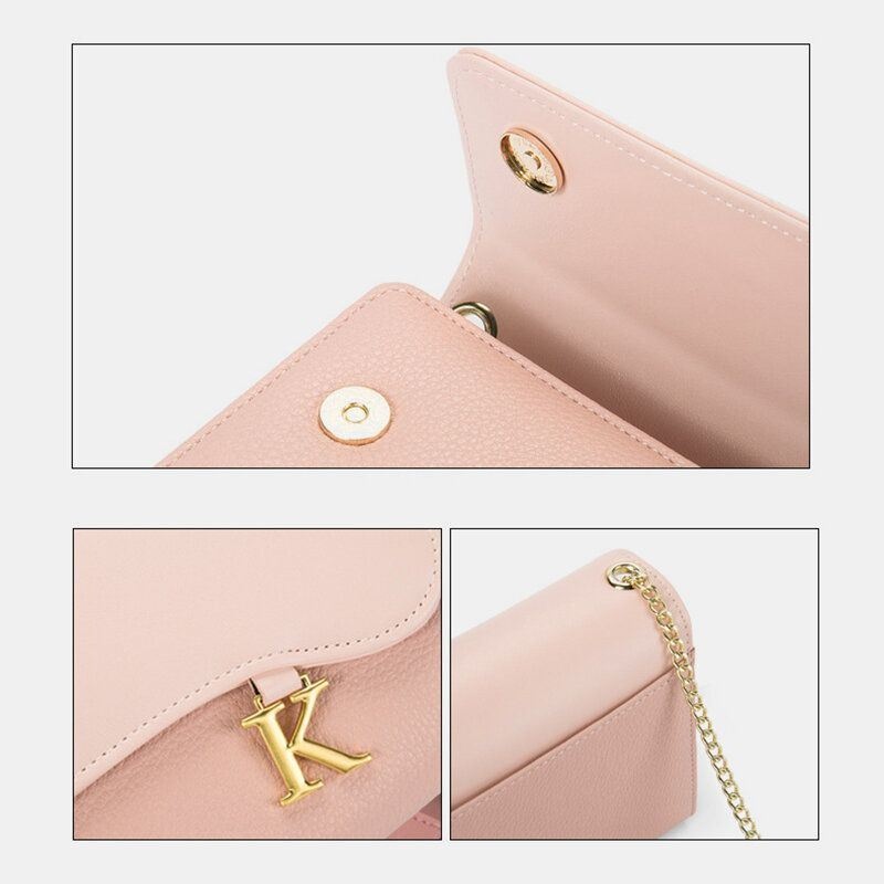 Kobiety Pu Łańcuchy 6.3 Cala Telefon Solid Letter Crossbody Bag