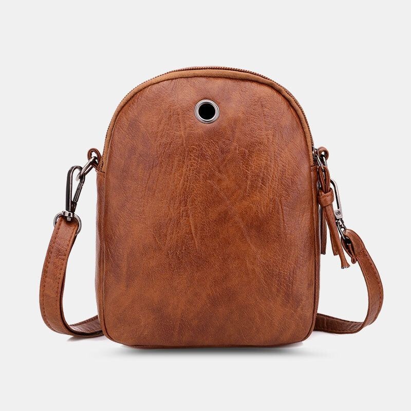 Kobiety Pu Leather Argyle Wzór Otwór Na Słuchawki Casual 6.3 Cala Torba Na Telefon Torby Crossbody Torba Na Ramię