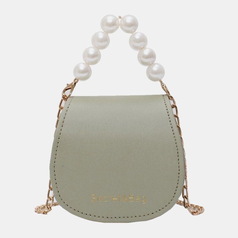 Kobiety Pu Leather Pearl Chain Torebka Torba Na Ramię Crossbody Torby