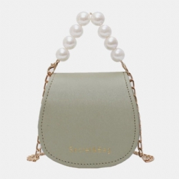 Kobiety Pu Leather Pearl Chain Torebka Torba Na Ramię Crossbody Torby