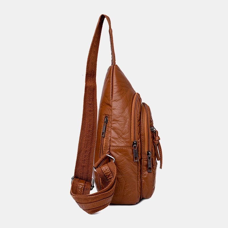 Kobiety Pu Leather Przenośna Torba Na Słuchawki O Dużej Pojemności Crossbody Torba Na Ramię Torba Na Klatkę Piersiową