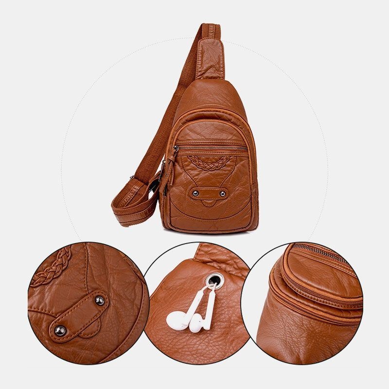 Kobiety Pu Leather Przenośna Torba Na Słuchawki O Dużej Pojemności Crossbody Torba Na Ramię Torba Na Klatkę Piersiową